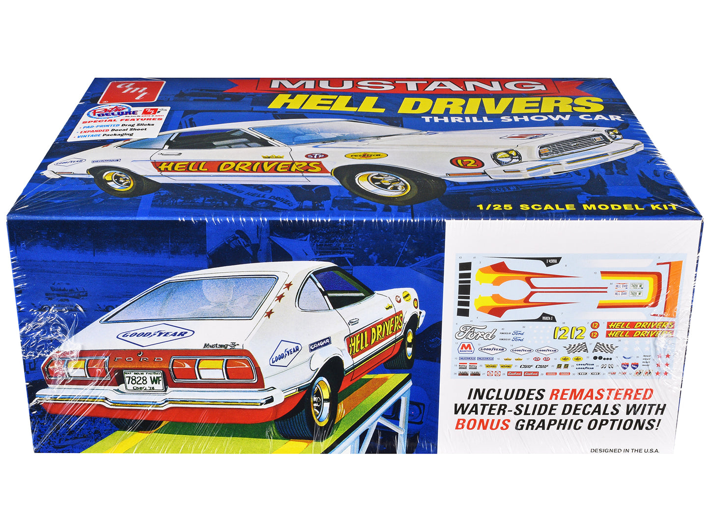 Skill 2 Model Kit 1977 Ford Mustang "Hell Drivers" Thrill Show Car 1/25 Scale by AMT <h2>Skill AMT</h2> <p>High-quality diecast perfect for collectors and enthusiasts. Features detailed interior exter