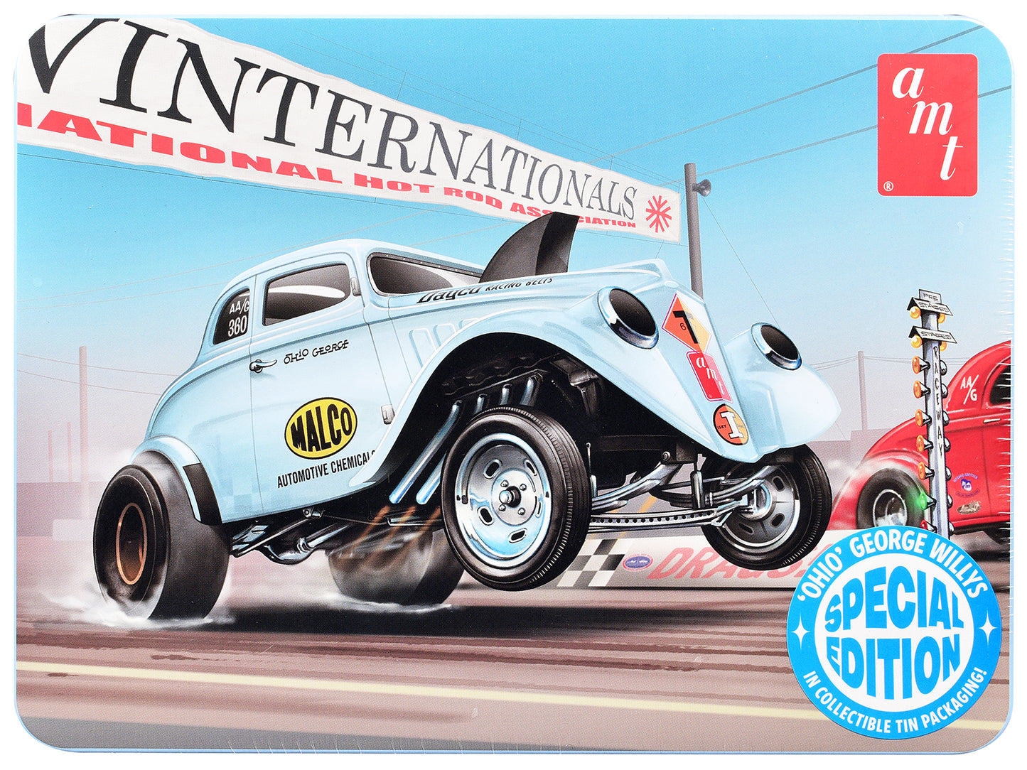 Skill 2 Model Kit 1933 Willys Gasser "Ohio George" with Collectible Tin Packaging 1/25 Scale by AMT <h2>Skill AMT</h2> <p>High-quality diecast car perfect for collectors and enthusiasts. Features deta