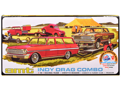 Skill 2 Model Kit Indy Drag Combo Chevrolet II Wagon and Funny Car with Trailer 3 in 1 Set 1/25 Scale by AMT <h2>Skill AMT</h2> <p>High-quality diecast perfect for collectors enthusiasts. Features det