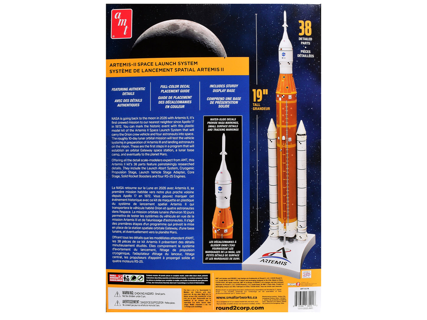Skill 2 Model Kit NASA Artemis II Space Launch System and Orion Crew Spacecraft 1/200 Scale Model by AMT