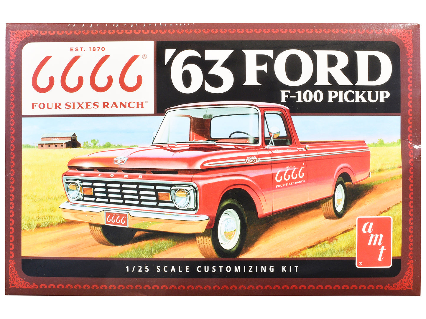 Skill 2 Model Kit 1963 Ford F-100 Pickup Truck "Four Sixes Ranch" 3-in-1 1/25 Scale by AMT <h2>Skill AMT</h2> <p>High-quality diecast car perfect for collectors and enthusiasts. Features detailed inte