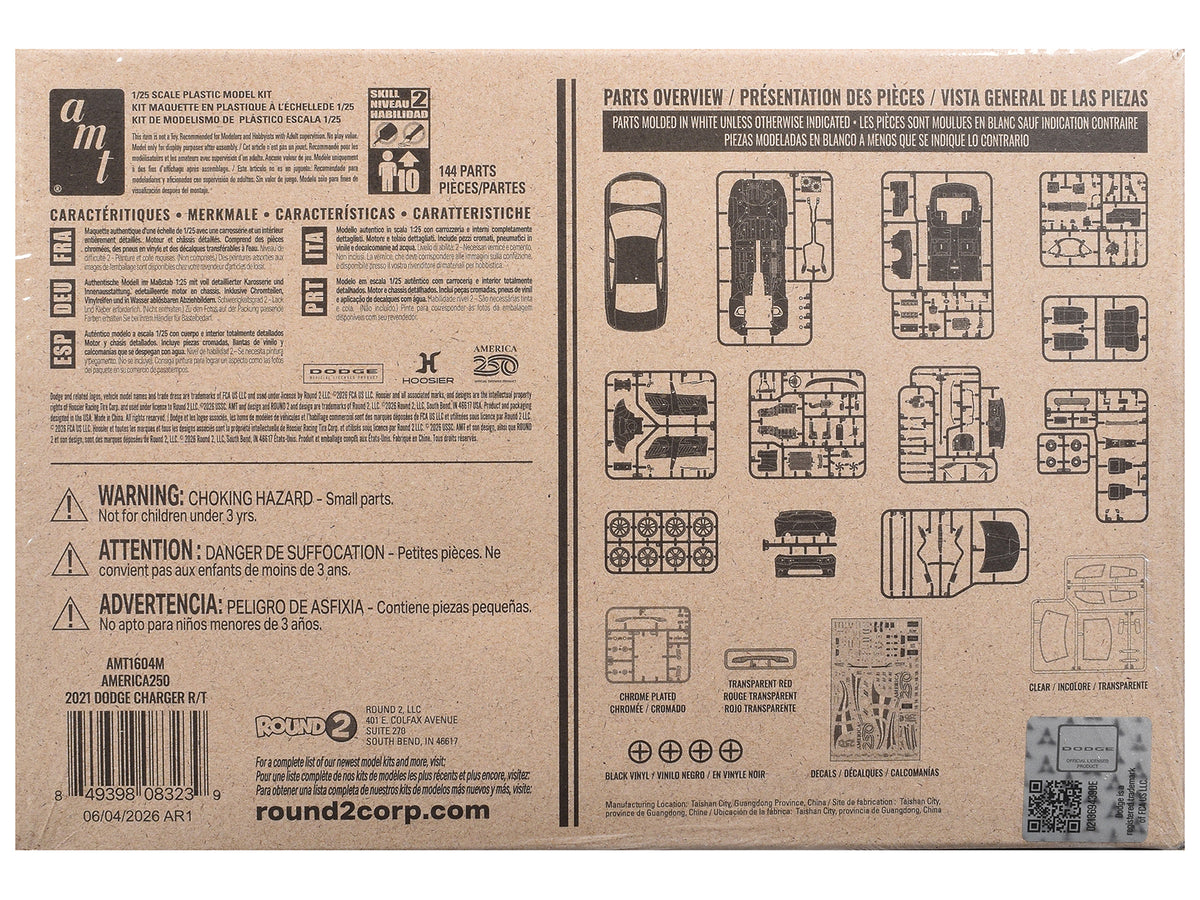 Skill 2 Model Kit 2021 Dodge Charger R/T "America 250" 1/25 Scale Model - AMT