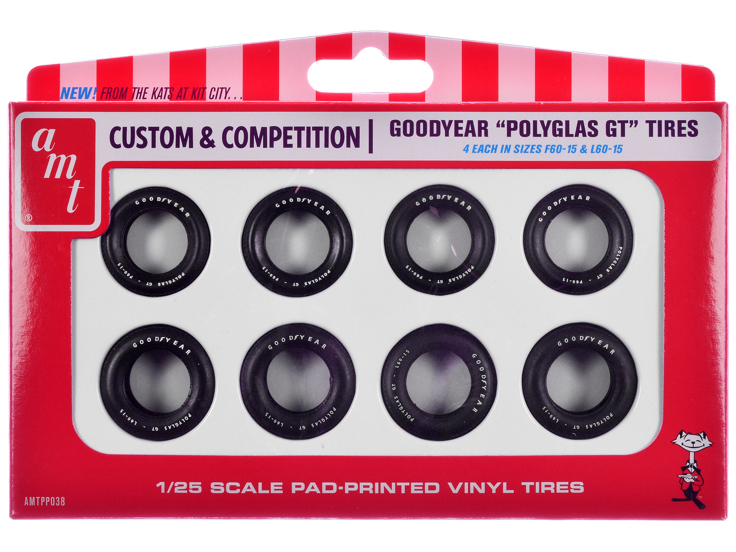 Model Kit "Goodyear Polyglas GT" Tires Set of 8 Pieces for 1/25 Scale Models by AMT <h2>Model AMT</h2> <p>High-quality diecast car perfect collectors and enthusiasts. Features detailed interior exteri