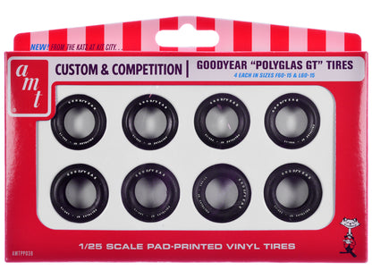 Model Kit "Goodyear Polyglas GT" Tires Set of 8 Pieces for 1/25 Scale Models by AMT <h2>Model AMT</h2> <p>High-quality diecast car perfect collectors and enthusiasts. Features detailed interior exteri