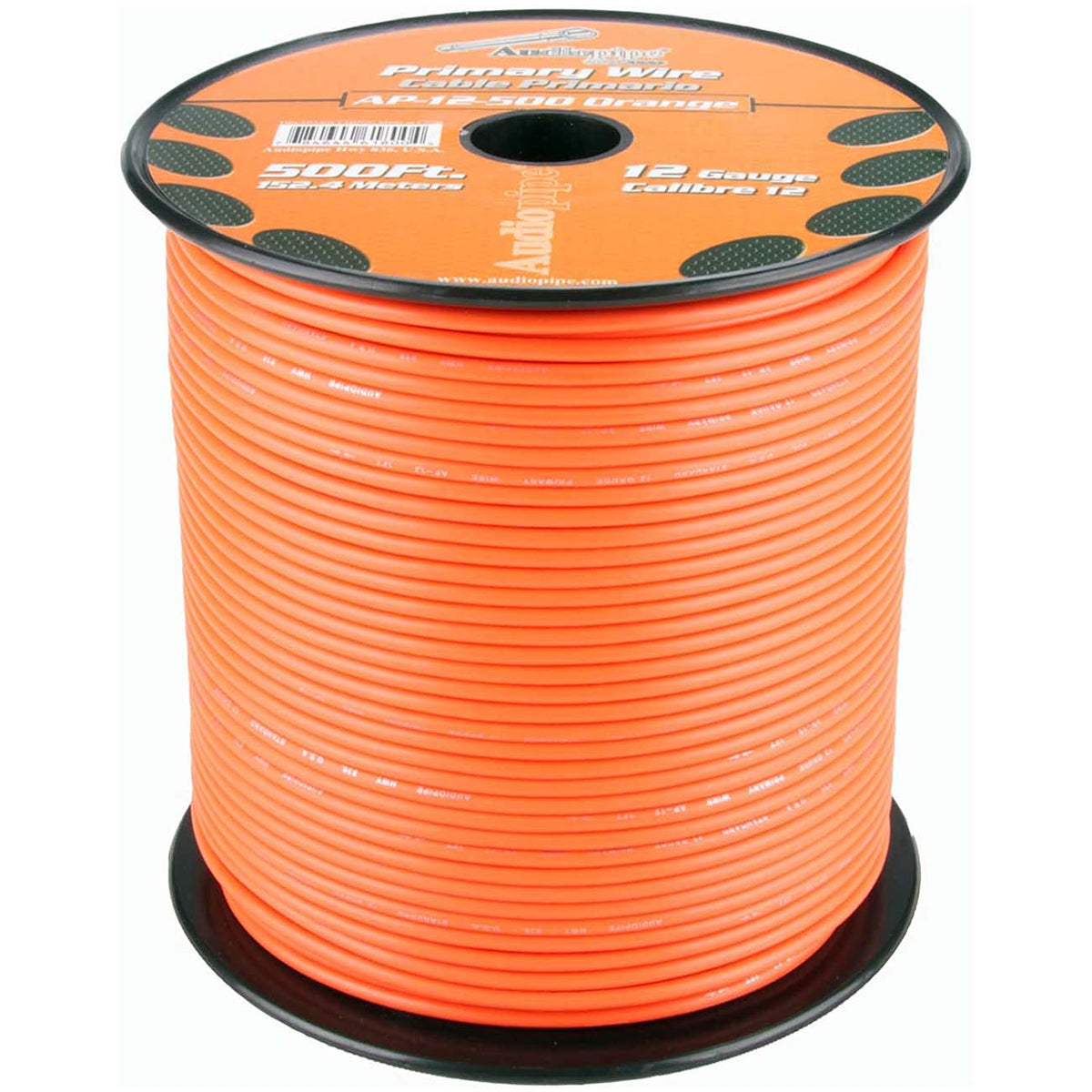Audiopipe Primary Wire 12-Gauge 500 Foot Spool - Orange