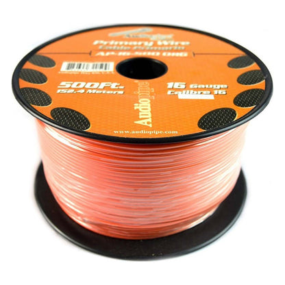 Audiopipe Primary Wire 16-Gauge 500 Foot Spool - Orange