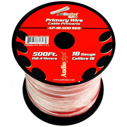 Audiopipe Primary Wire 18-Gauge 500 Foot Spool - Red