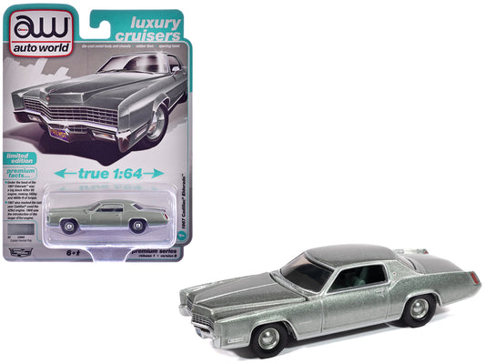1967 Cadillac Eldorado Crystal Firemist Metallic with Green Interior "Luxury Cruisers" Series 1/64 T&y Diecast Model Car by Auto World