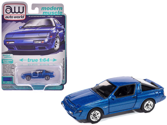 1988 Chrysler Conquest TSi Bright Blue Metallic "Modern Muscle" Series 1/64 T&y Diecast Model Car by Auto World