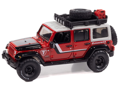 2018 Jeep Wrangler JK Unlimited Sport "Firestone Field Agent" Red with Graphics and Gray Top with Roof Rack "Big Country Collectibles" 2025 Series 1/64 T&y Diecast Model Car by Auto World
