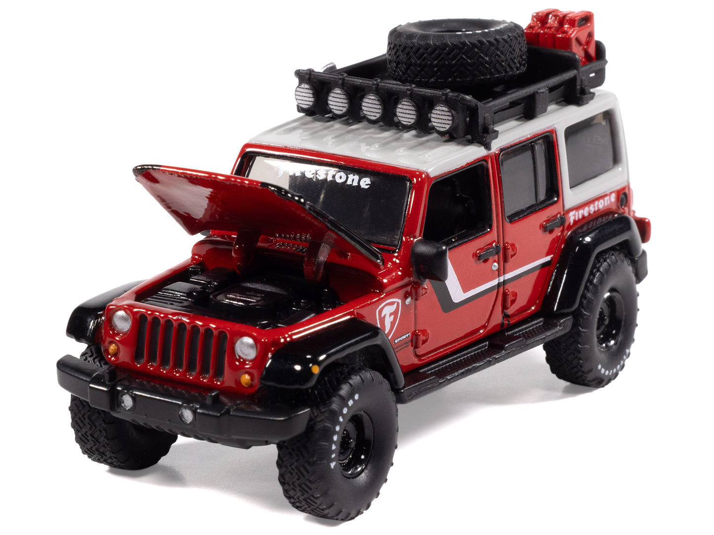 2018 Jeep Wrangler JK Unlimited Sport "Firestone Field Agent" Red with Graphics and Gray Top with Roof Rack "Big Country Collectibles" 2025 Series 1/64 T&y Diecast Model Car by Auto World