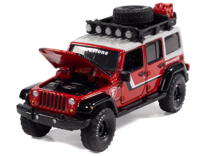 2018 Jeep Wrangler JK Unlimited Sport "Firestone Field Agent" Red with Graphics and Gray Top with Roof Rack "Big Country Collectibles" 2025 Series 1/64 T&y Diecast Model Car by Auto World