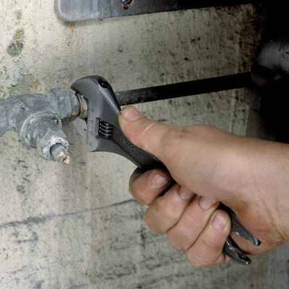 Bahco 8" Shark Wide Jaw Adjustable Wrench with Serrated Pipe Jaws and Phosphate Finish