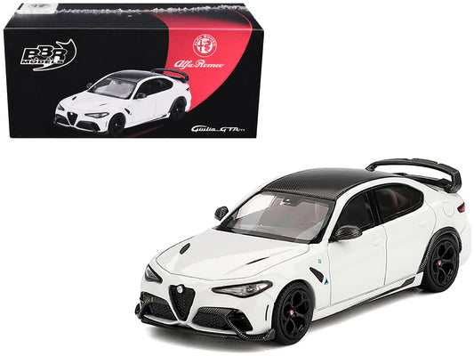 Alfa Romeo Giulia GTAm White with Carbon Top 1/64 T&y Diecast Model Car by BBR