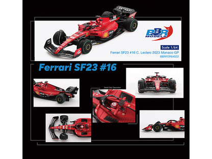 Ferrari SF-23 #16 Charles Leclerc Formula One F1 "Monaco GP" (2023) 1/64 T&y Diecast Model Car by BBR Models
