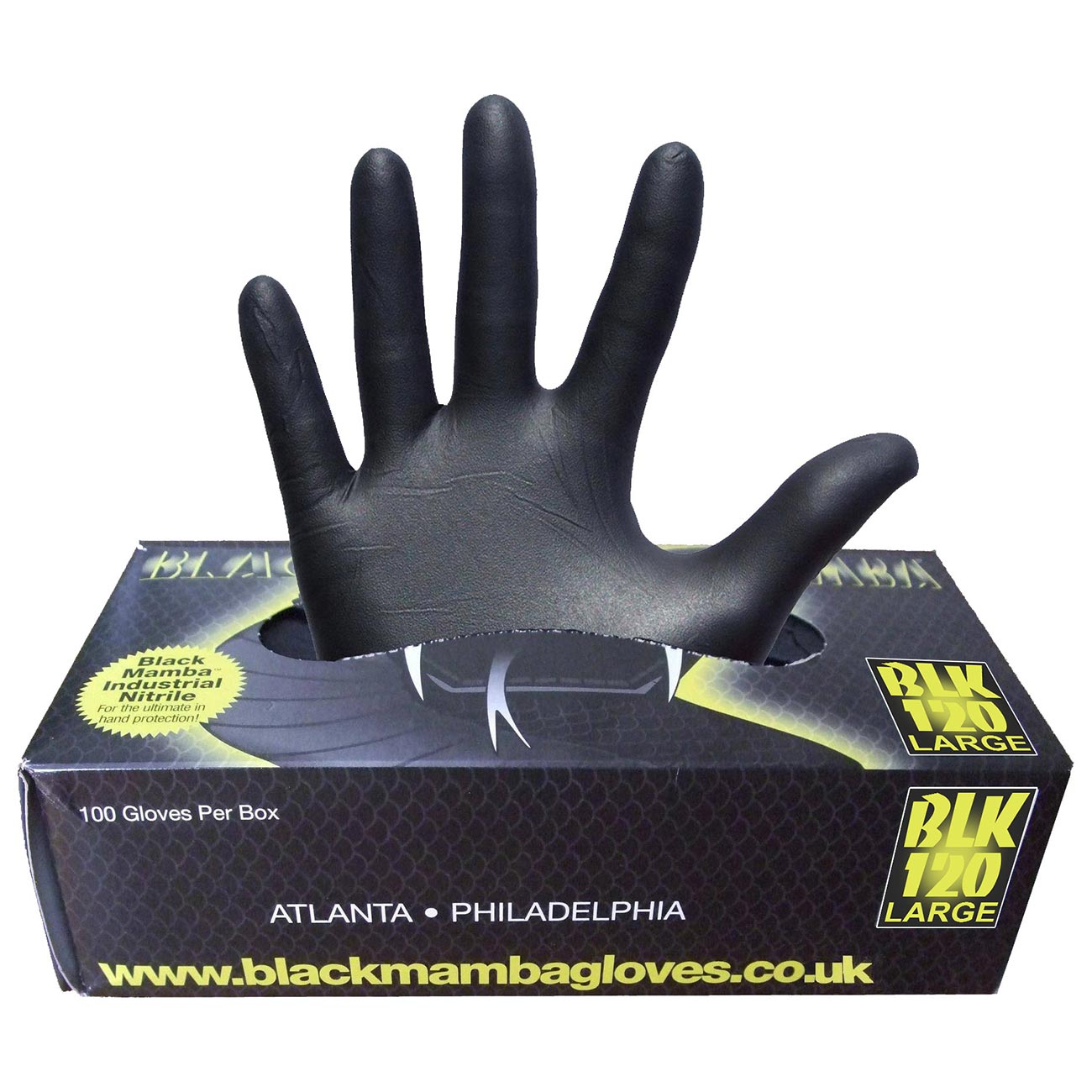 Black Mamba Black Powder Free Textured Nitrile Gloves (Large) 100 per Box