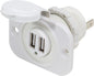 Blue Sea Dual USB 2.1A Wtron Charger Port 12/24vDC Socket Mount, White