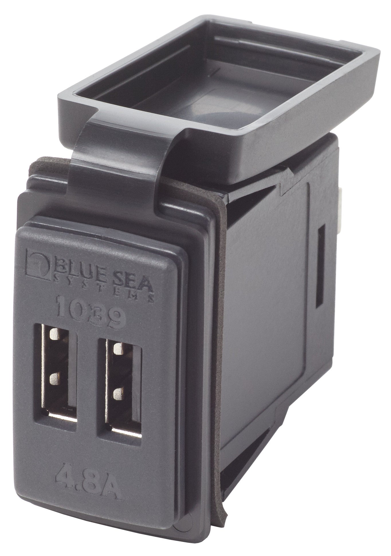 Blue Sea Dual USB 4.8A Wtron Charger Port 12/24vDC Switch Mount