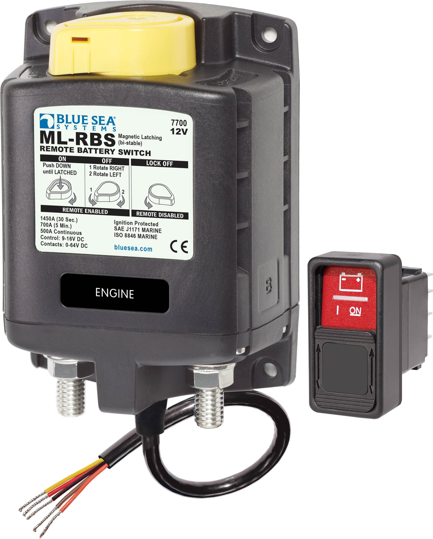 Blue Sea ML-RBS 12vDC 500A Wtron Remote Battery Switch With Manual Control