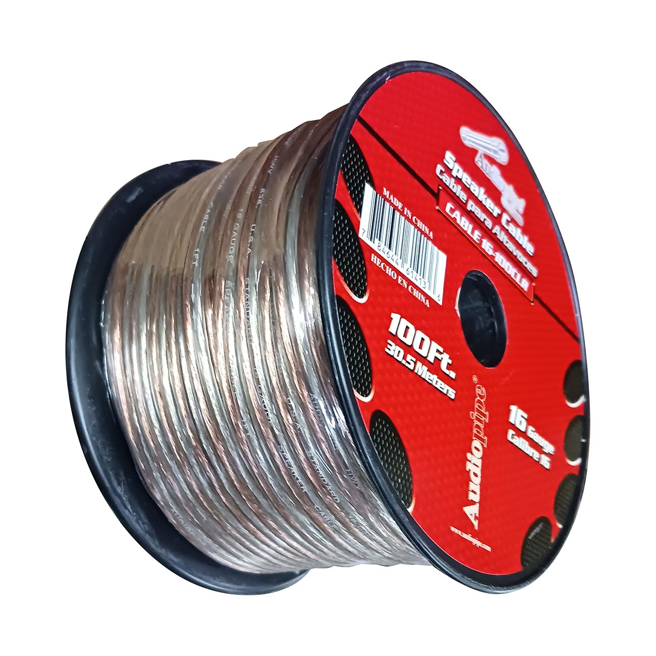 Audiopipe Speaker Wire 16-Gauge 100 Foot Spool - Clear Insulation