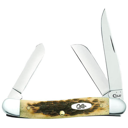 Case Knives Amber Bone Peach Seed Jig Medium Stockman Folding Pocket Knife