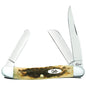 Case Knives Amber Bone Peach Seed Jig Medium Stockman Folding Pocket Knife