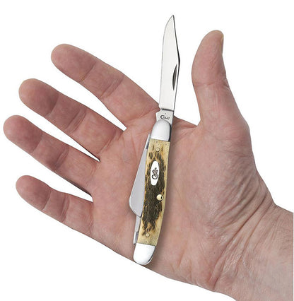 Case Knives Amber Bone Peach Seed Jig Medium Stockman Folding Pocket Knife