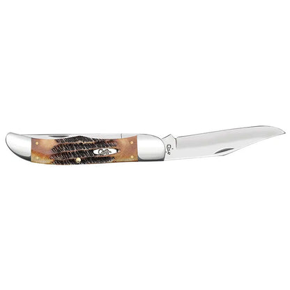 Case Knives 6.5 BoneStag Folding Hunter Pocket Knife with Leather Sheath