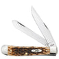 Case Knives Amber Bone Peach Seed Jig Trapper Folding Pocket Knife