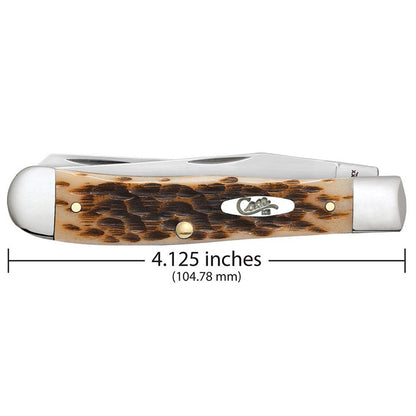 Case Knives Amber Bone Peach Seed Jig Trapper Folding Pocket Knife