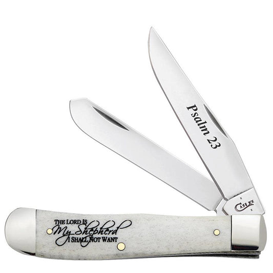 CASE Religious Sayings Embellished Smooth Natural Bone Trapper (6254 SS)