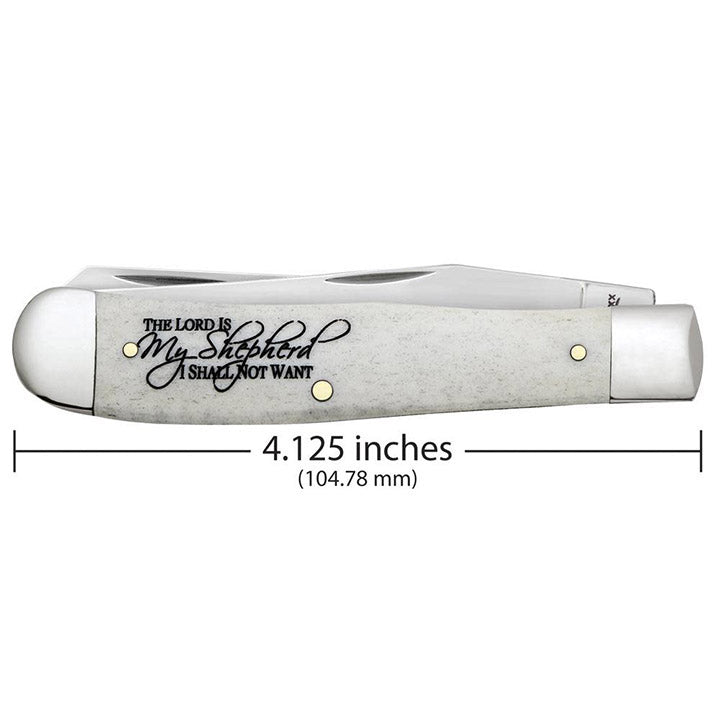 CASE Religious Sayings Embellished Smooth Natural Bone Trapper (6254 SS)