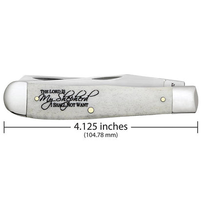 CASE Religious Sayings Embellished Smooth Natural Bone Trapper (6254 SS)
