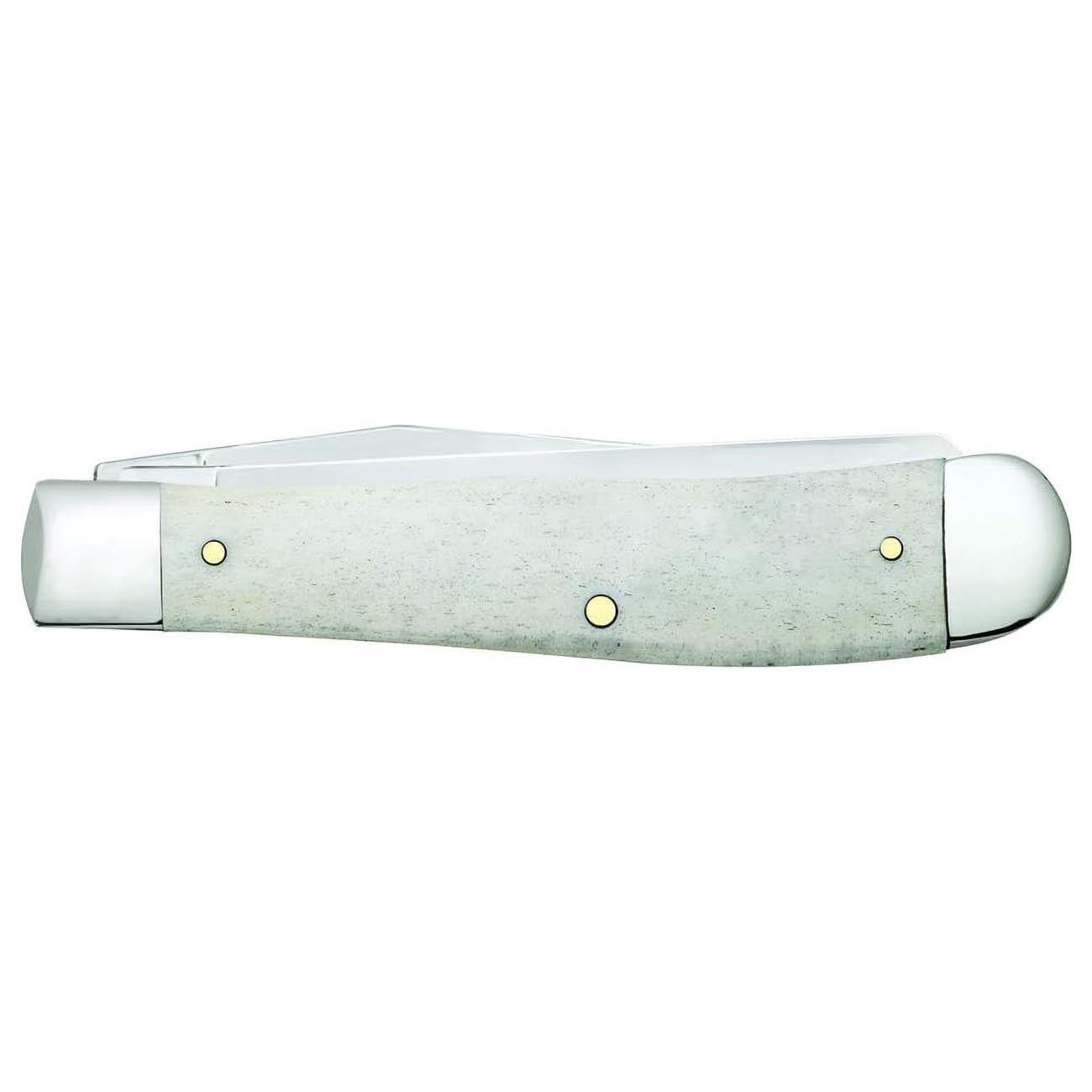 Case Knives U.S. Veteran Gift Set Embellished Smooth Natural Bone with Blue/Red Color Wash Trapper