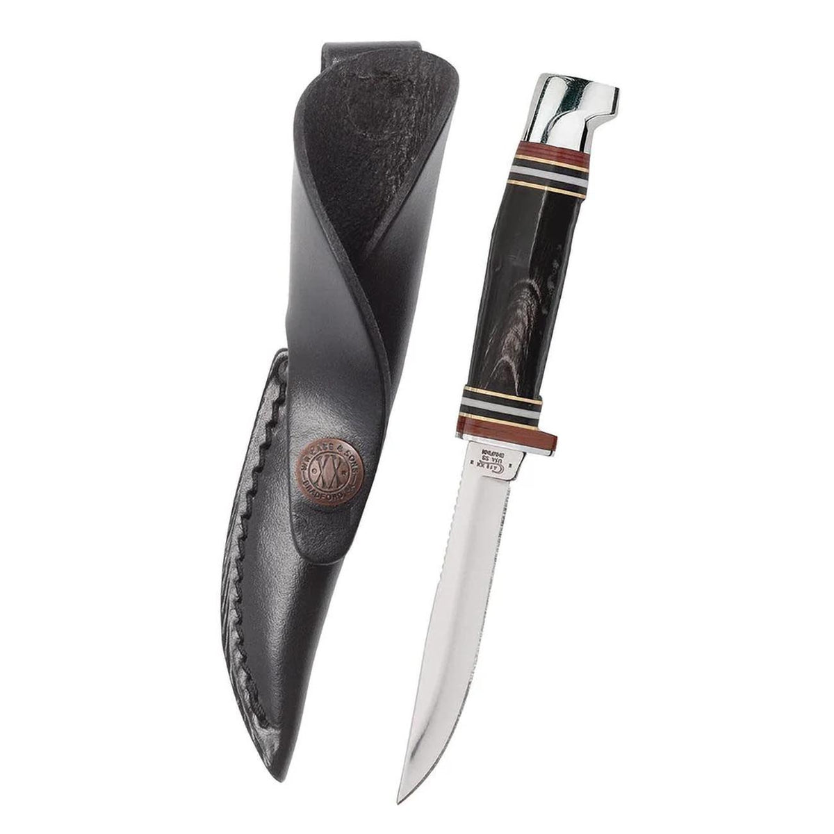 Case Knives Buffalo Horn Mini FINN Hunter with Leather Sheath