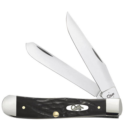 Case Knives Jigged Rough Black Synthetic Trapper Folding Pocket Knife