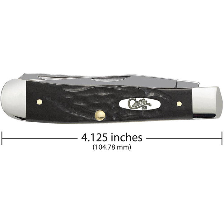 Case Knives Jigged Rough Black Synthetic Trapper Folding Pocket Knife