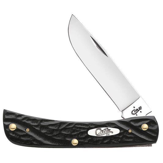 Case Knives Jigged Rough Black Synthetic Sod Buster Jr Folding Pocket Knife
