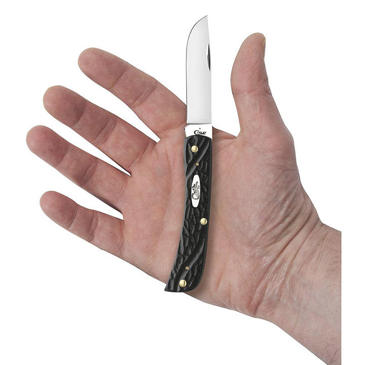 Case Knives Jigged Rough Black Synthetic Sod Buster Jr Folding Pocket Knife