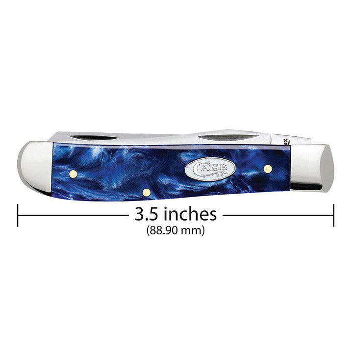 Case Knives Blue Pearl Kirinite Mini Trapper Folding Pocket Knife