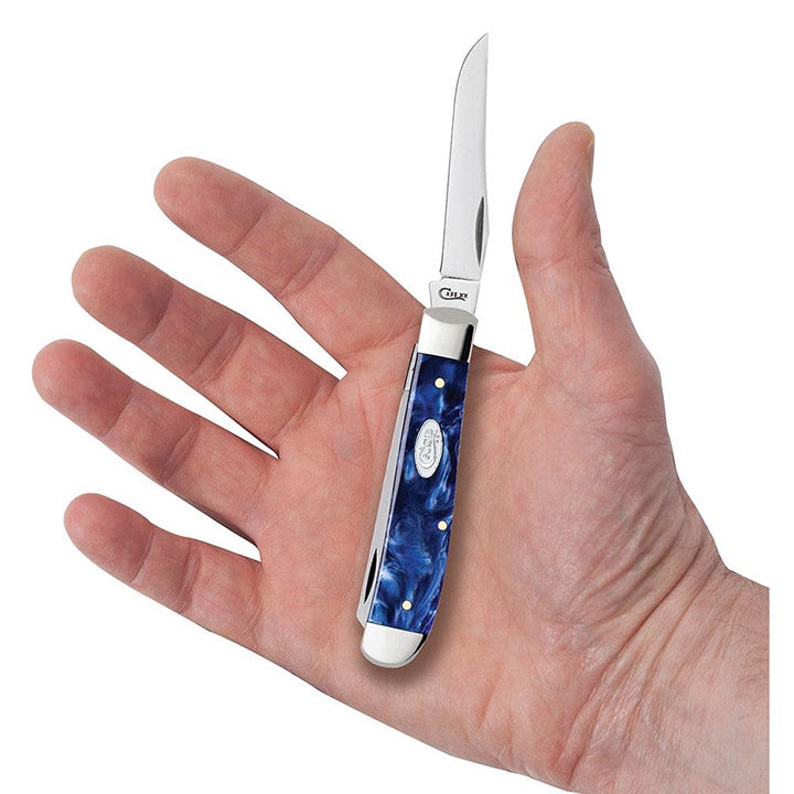 Case Knives Blue Pearl Kirinite Mini Trapper Folding Pocket Knife