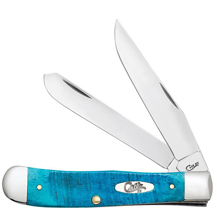 Case Knives Caribbean Blue Bone Sawcut Jig Trapper Folding Pocket Knife