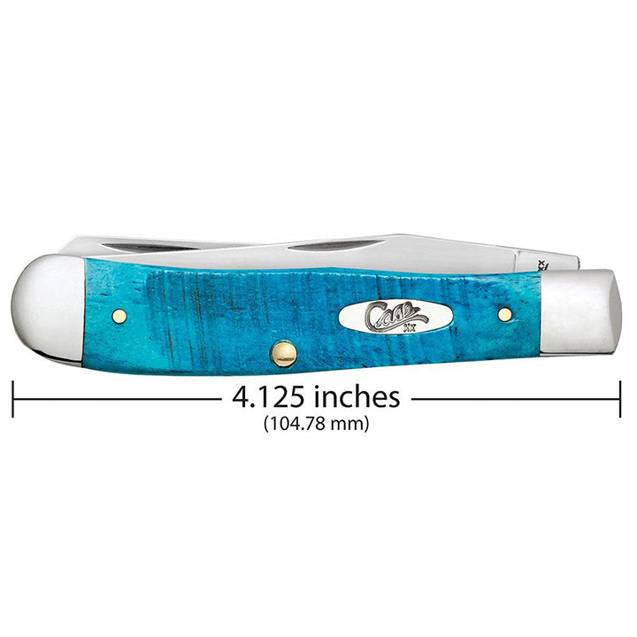 Case Knives Caribbean Blue Bone Sawcut Jig Trapper Folding Pocket Knife
