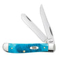 Case Knives Caribbean Blue Bone Sawcut Jig Mini Trapper Folding Pocket Knife