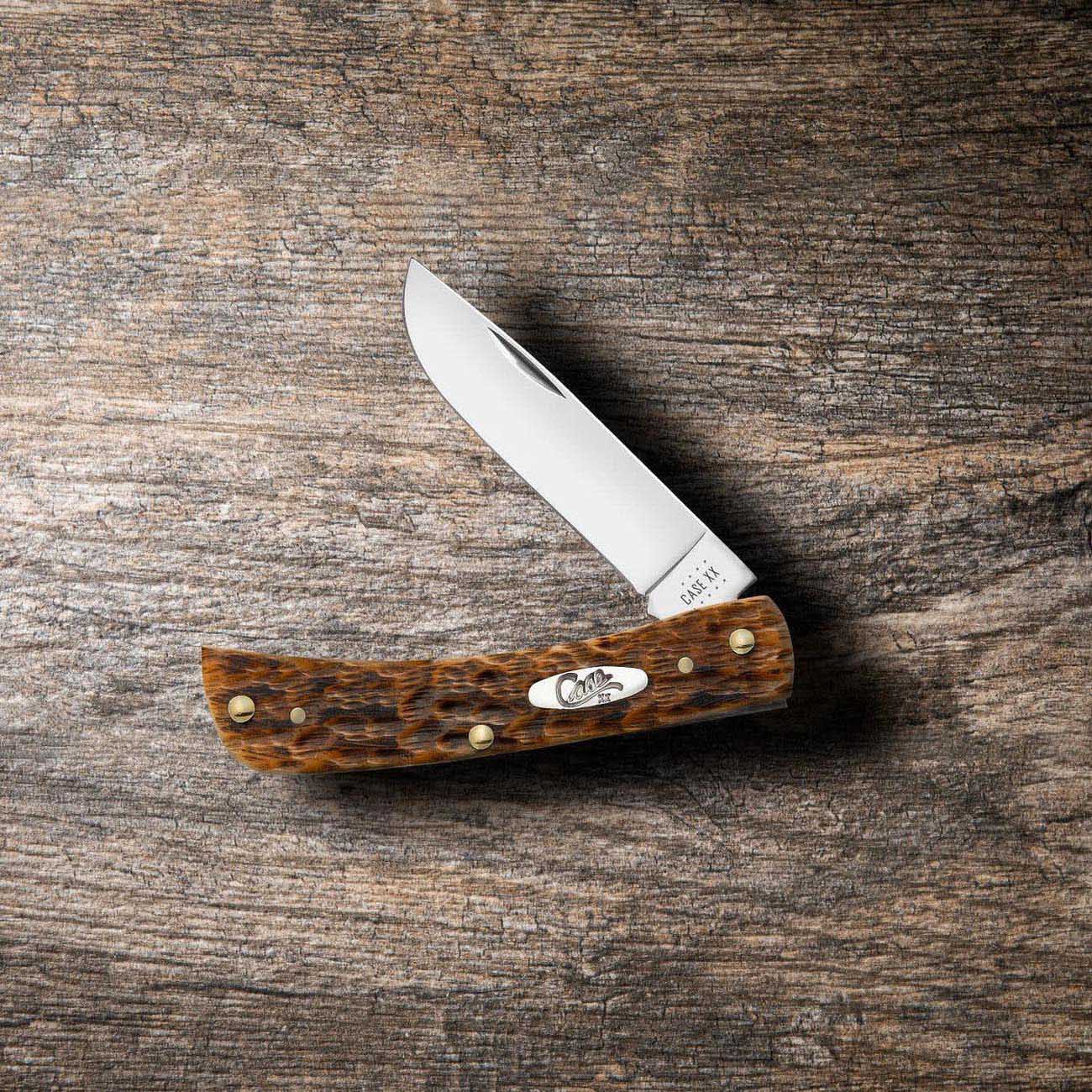 Case Knives Amber Bone Peach SG Seed Jig Sod Buster Jr