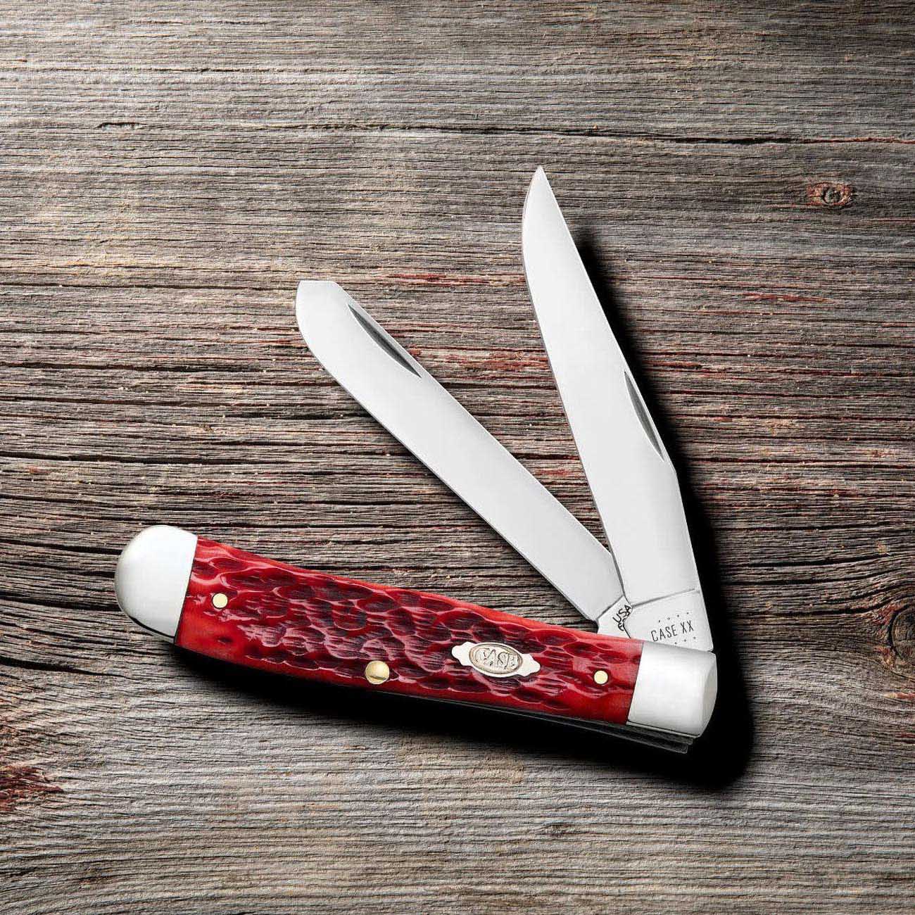 Case Knives Peach Seed Jig Dark Red Bone Trapper