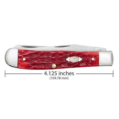 Case Knives Dark Red Bone Peach Seed Jig Trapper with Pocket Clip