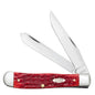Case Knives Dark Red Bone Peach Seed Jig Trapper with Pocket Clip