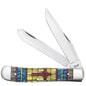 Case Knives Smooth Natural Bone Stained Glass Trapper "Cross" in Jewel Box