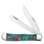 Case Knives Embellished Smooth Natural Bone with Color Wash Trapper Cardinal in Velvet Box